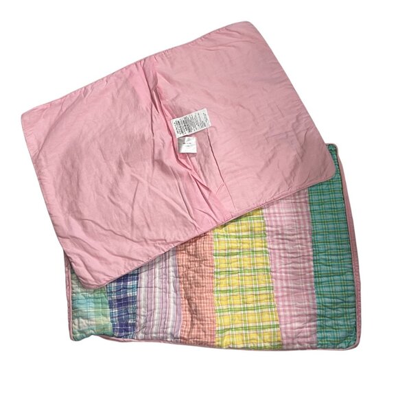 2 Britannica Pastel Madras Plaid Quilted Cotton Standard Pillow‎ Shams - Picture 3 of 6